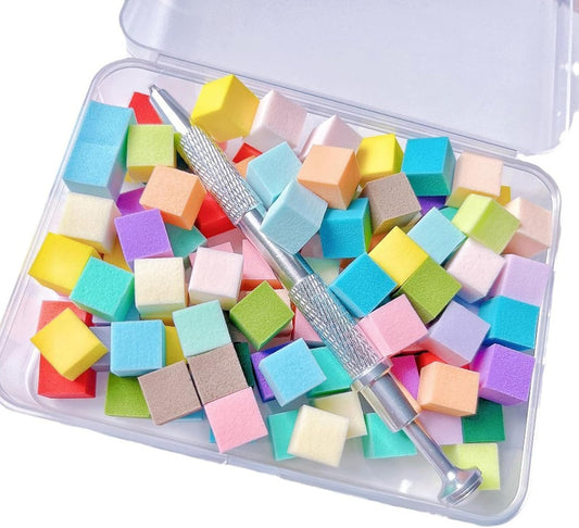 4 Claws Nail Sponge Metal Grabber with 100 Pcs Mini Replaceable Nail Sponges Blocks for Ombre Nail Art Sponges Nail Art Tools for Nail Supplies Nail Accessories (100Pcs Color Sponge with Case+1 Pen)