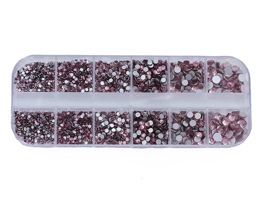 Rhinestones Flatback for Bedazzling,Small to Big Rhinestones Diamonds Kit, Flat Back Crystals Gems for Nail Art and Crafts, Clothes (Light Pink)