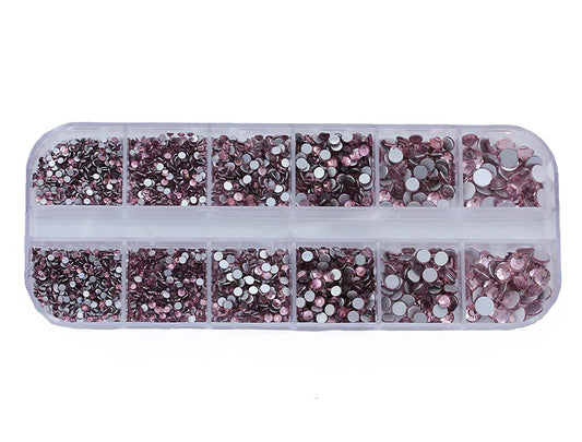 Rhinestones Flatback for Bedazzling,Small to Big Rhinestones Diamonds Kit, Flat Back Crystals Gems for Nail Art and Crafts, Clothes (Light Pink)