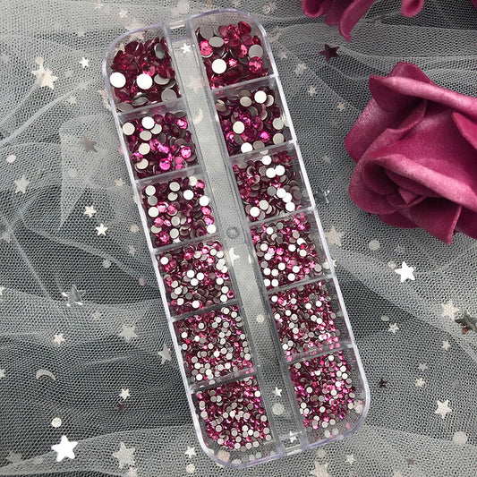 Rhinestones Flatback for Bedazzling,Small to Big Rhinestones Diamonds Kit, Flat Back Crystals Gems for Nail Art and Crafts, Clothes (Hot Pink)