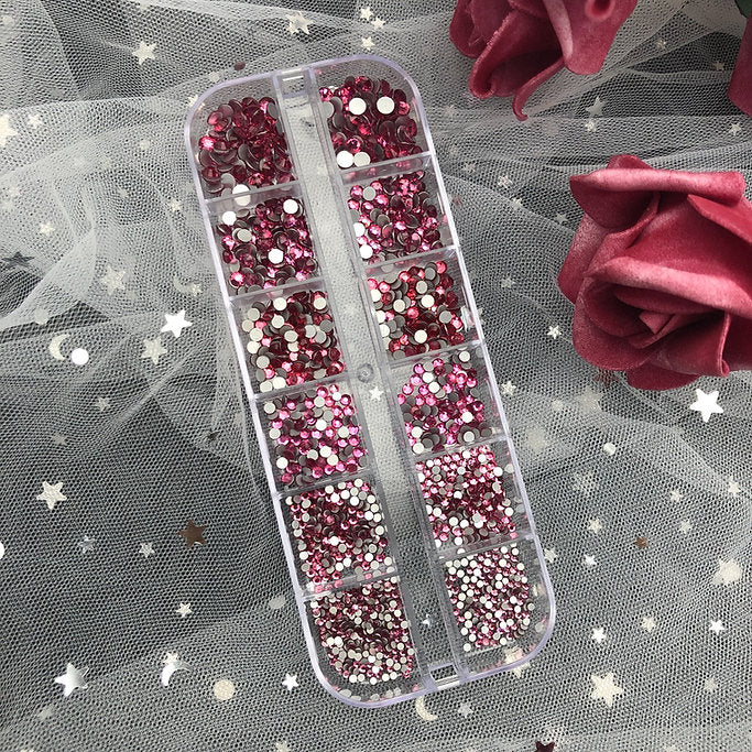 Rhinestones Flatback for Bedazzling,Small to Big Rhinestones Diamonds Kit, Flat Back Crystals Gems for Nail Art and Crafts, Clothes (Rose Pink)