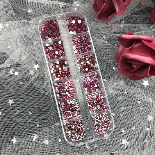 Rhinestones Flatback for Bedazzling,Small to Big Rhinestones Diamonds Kit, Flat Back Crystals Gems for Nail Art and Crafts, Clothes (Rose Pink)
