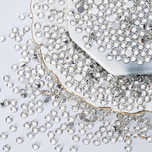 Rhinestones Flatback for Bedazzling,Small to Big Rhinestones Diamonds Kit, Flat Back Crystals Gems for Nail Art and Crafts, Clothes (Silver)