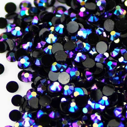 Rhinestones Flatback for Bedazzling,Small to Big Rhinestones Diamonds Kit, Flat Back Crystals Gems for Nail Art and Crafts, Clothes (Dark Purple)