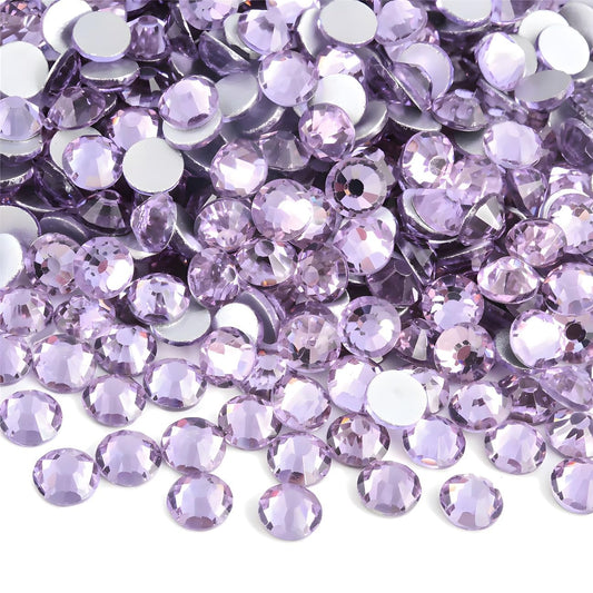 Rhinestones Flatback for Bedazzling,Small to Big Rhinestones Diamonds Kit, Flat Back Crystals Gems for Nail Art and Crafts, Clothes (Light Purple)