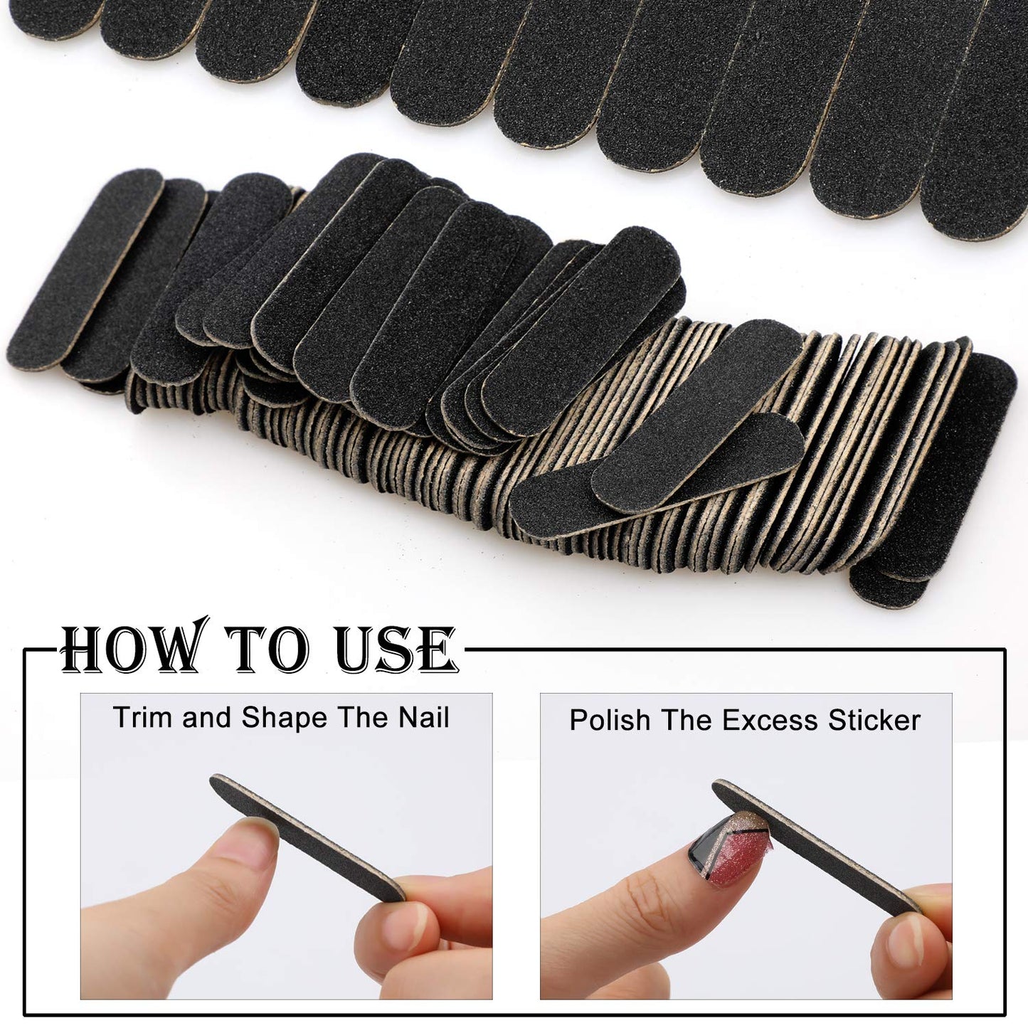Mini Nail Files Bulk (Black) (8pcs)