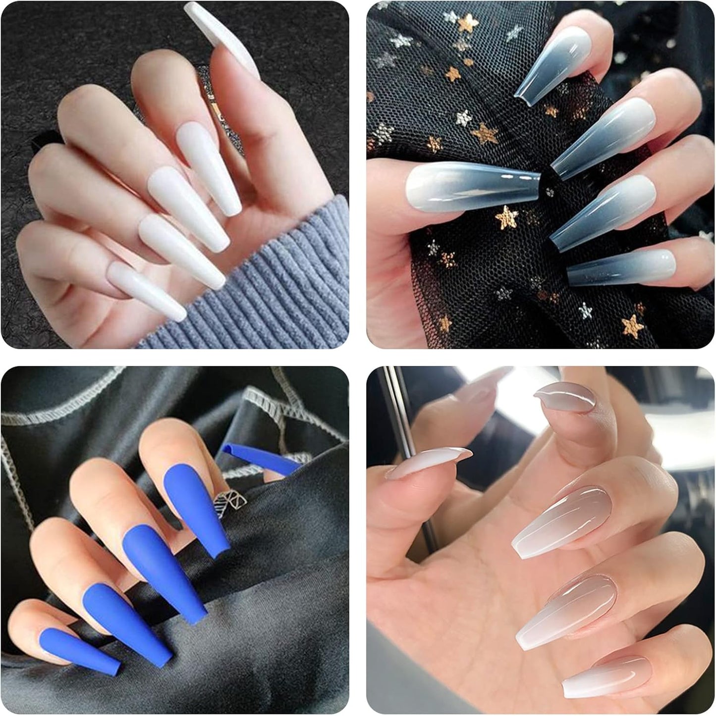 No C Curve Nail Tips -Extra Long Clear 240pcs