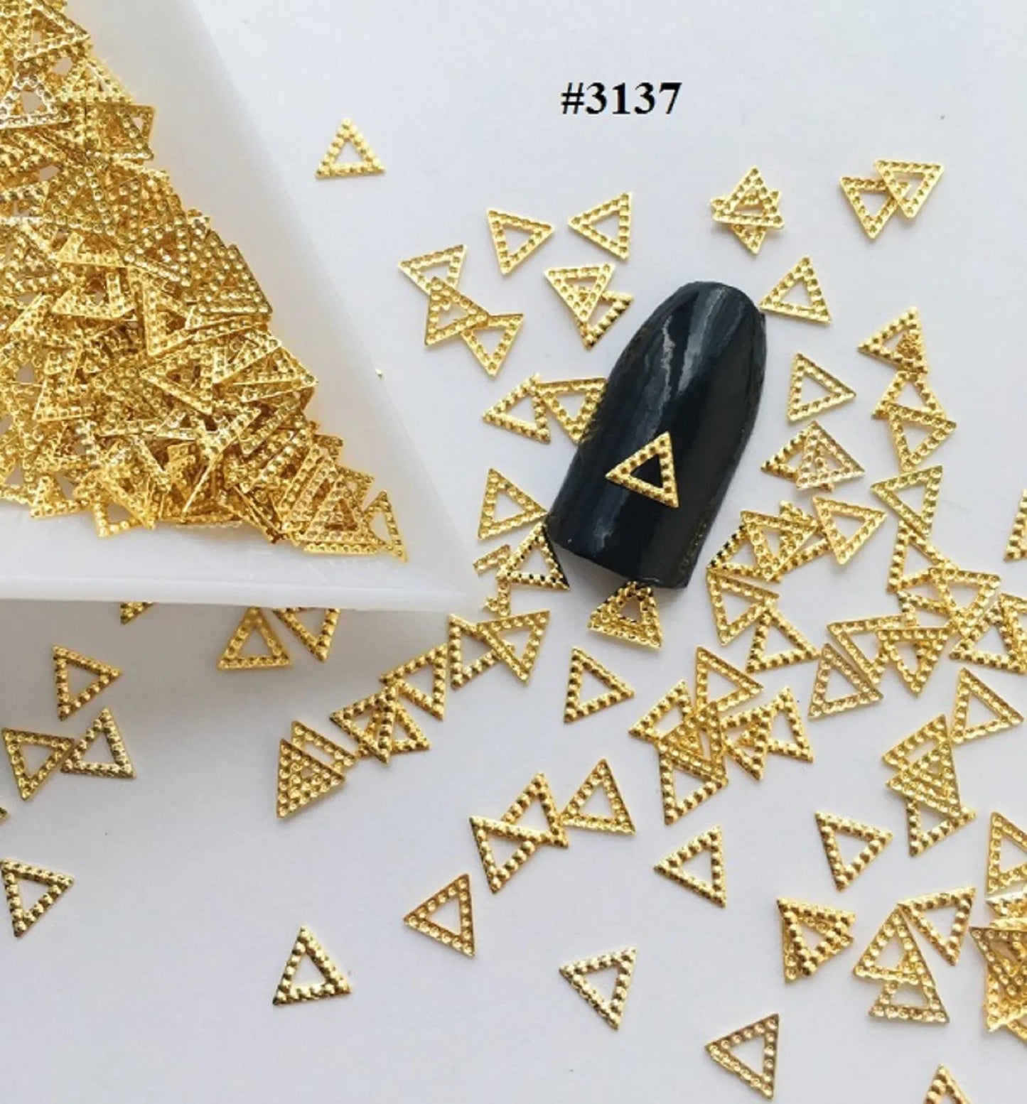 Silver Triangle Nail Decals: 3D Metallic Nail Art Charms (1000 Pcs)