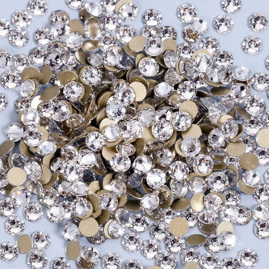 Rhinestones 16 Cut Non Hotfix Flatback Rhinestones for Crafts Glass Nail Rhinestones Nail Gems Crystals Rhinestones for Makeup Bags Shoes Decoration DIY(SS12,1440pcs,Clear)