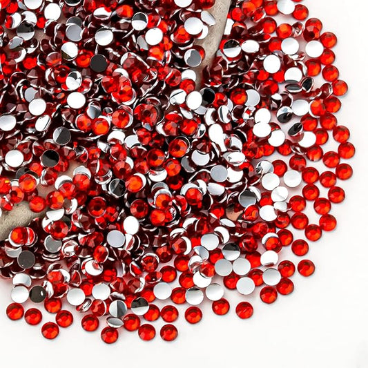 Red Rhinestones Bulk, 1440PCS Flat Back Round Jelly AB Rhinestones Non-Hotfix Crystal Gems Wholesale for Crafts Makeup Nails Face Tumblers Clothes Shoes Handmade Decoration 3mm