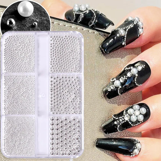 Nail Charms Gems Silver Balls Jewels Nail Studs for Nail Art Decoration