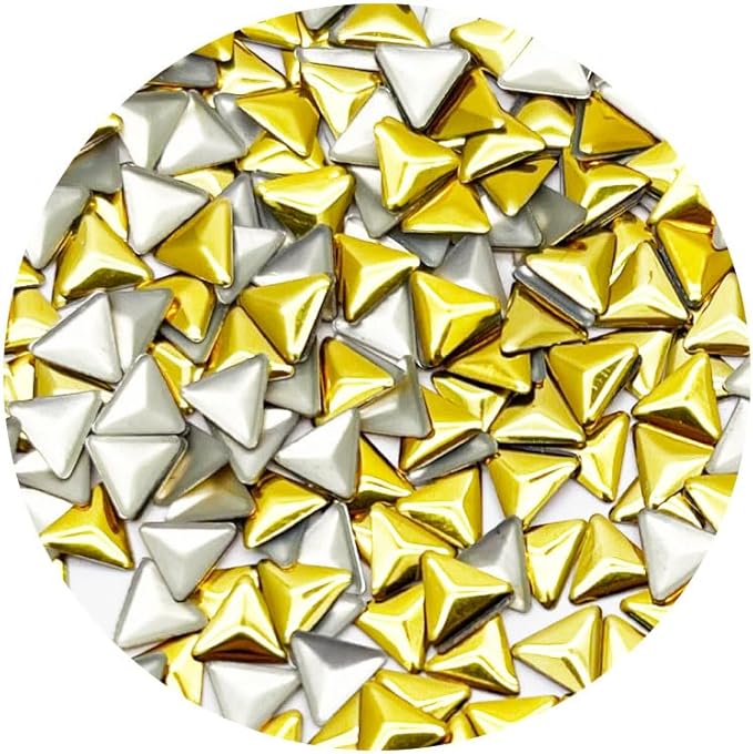 Nail Aluminum Studs Triangle Pyramid Shape- (100 Pieces), Gold)