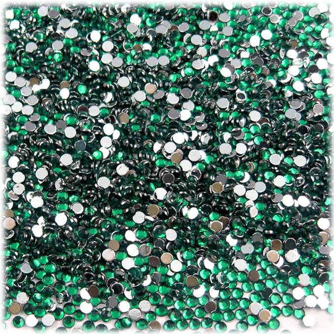 Rhinestones Round 2mm Tiny for Nails - Flatback Emerald Green