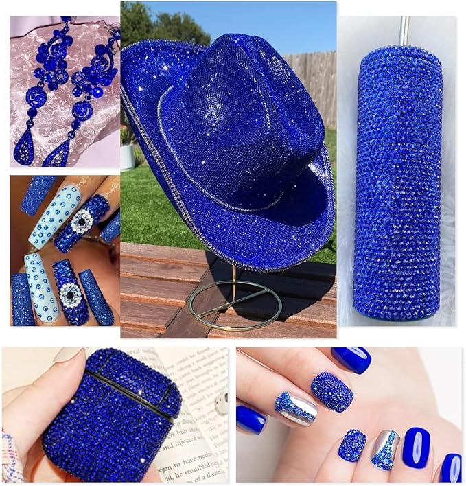 Crystal Dark Blue Resin Rhinestones for Bedazzling Crafting Flatback Stones Bulk SS30 Diamonds Crystals Bedazzled Gems Charms for Nails Face Eyes Makeup Tumblers Bottles DIY Crafts 6mm