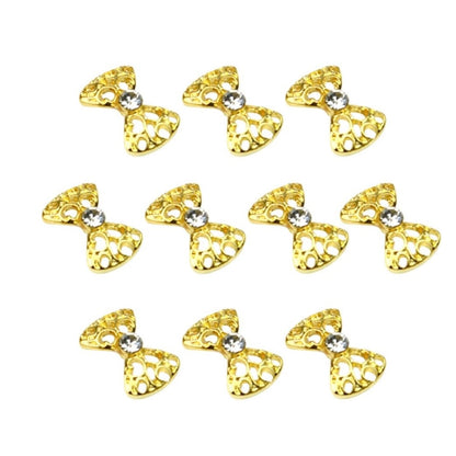 Elegant Alloy Rhinestones Bow Tie Nail Art Glitters DIY Decorations (Gold Silver)(6pcs/1pack)