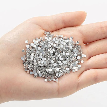 Diamond Flat Back  Crystal Clear Rhinestones Round Gems for Nail Art and Craft Glue Fix,Metal Sunlight,size 10 -1440pcs