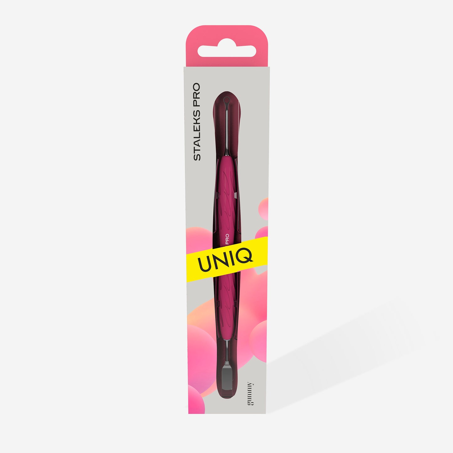 Staleks Pro-Manicure pusher Gummy with silicone handle UNIQ 11 TYPE 1 (straight flat and loop pusher)