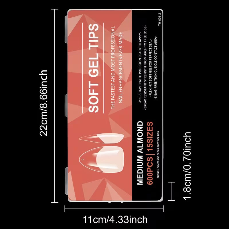 Soft Gel Tips (Medium Almond )(600pcs)