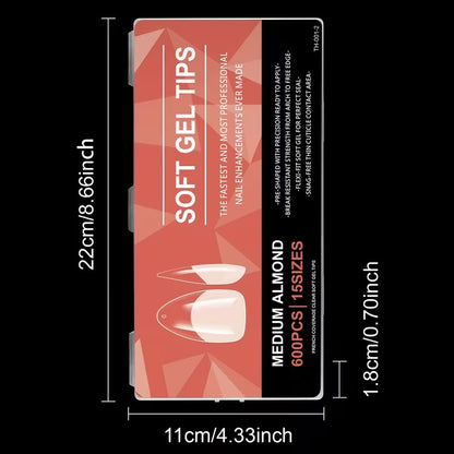 Soft Gel Tips (Medium Almond )(600pcs)