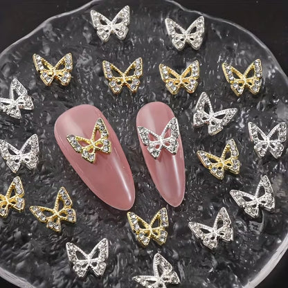 40pcs Butterfly Nail Rhinestones