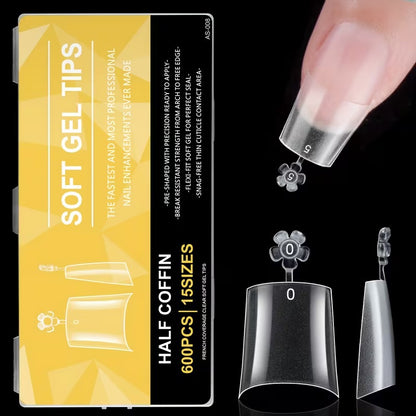 Soft Gel Tips (Half Coffin) (600pcs)