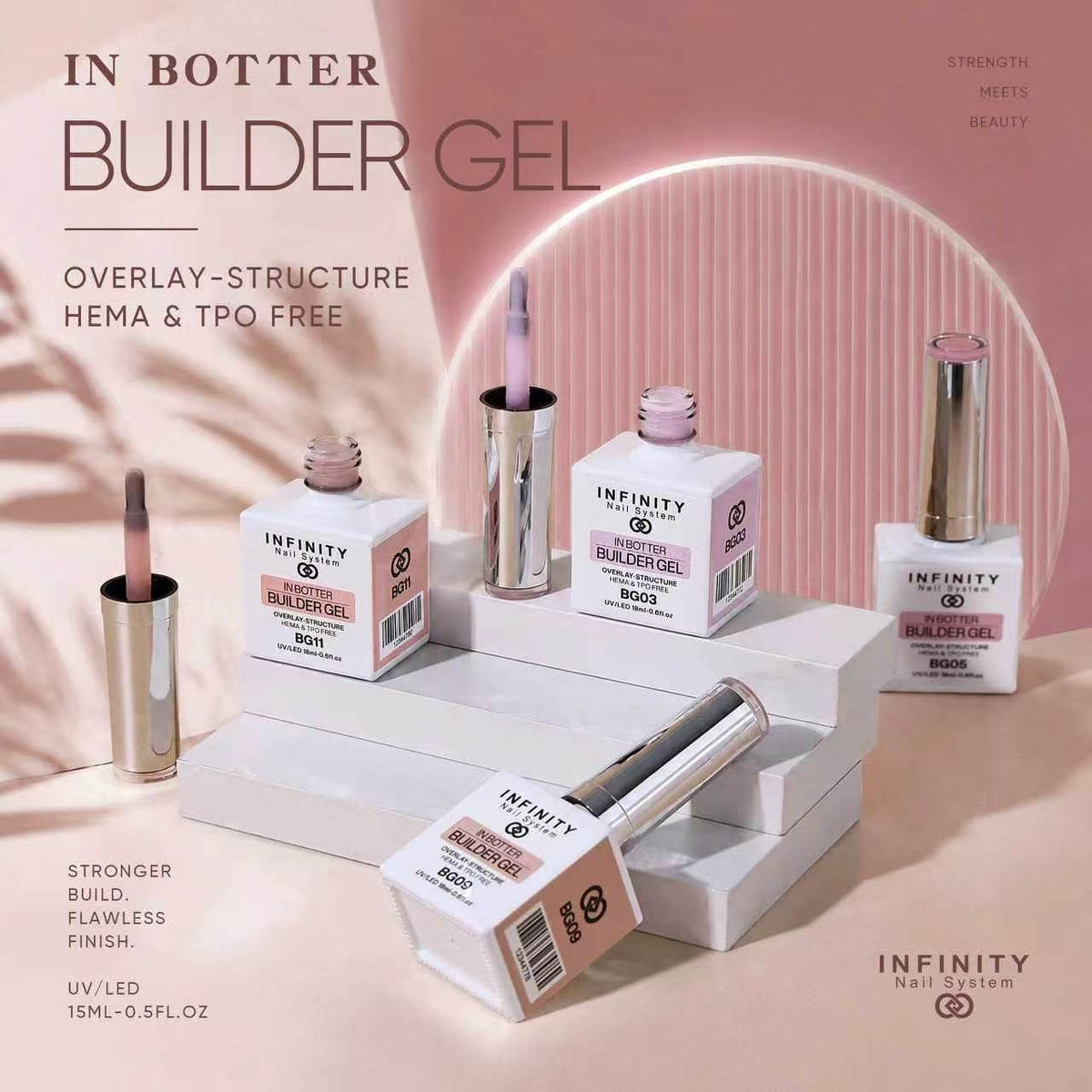 Infinity Nail System - BIAB Gel- Overlay-Structure HEMA/TPO FREE 18ml (BG11) (1pcs)