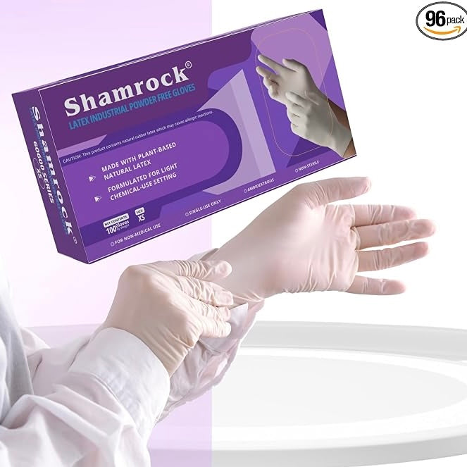Shamrock - Latex industrial Powder free gloves - (Size-Small) - 100pcs/box