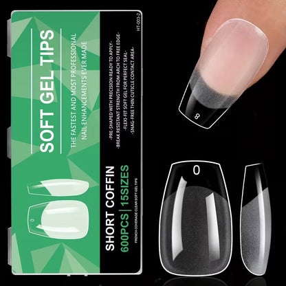 Soft Gel Tips (Short Coffin) (600pcs)