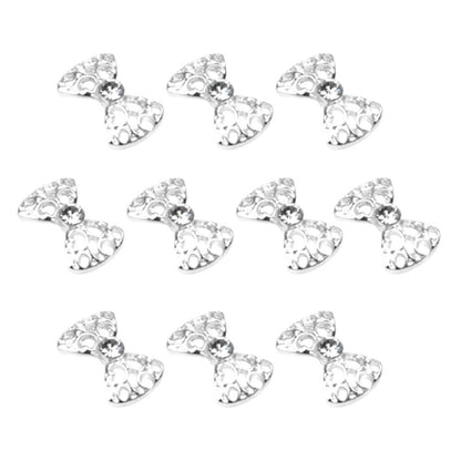 Elegant Alloy Rhinestones Bow Tie Nail Art Glitters DIY Decorations (Gold Silver)(6pcs/1pack)