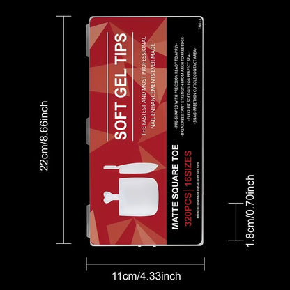 Soft Gel Tips (Matte Square Toe) (320pcs)