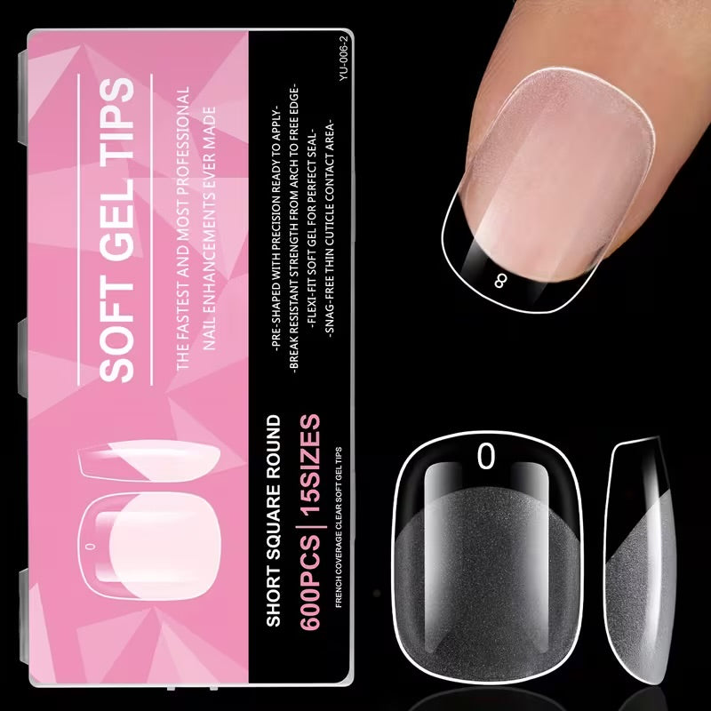 Soft Gel Tips (Short Square Round)(600pcs)