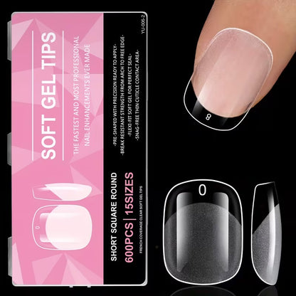 Soft Gel Tips (Short Square Round)(600pcs)