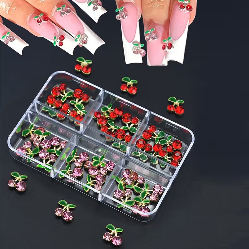 Cherry Charms with Green - 3D (24pcs)