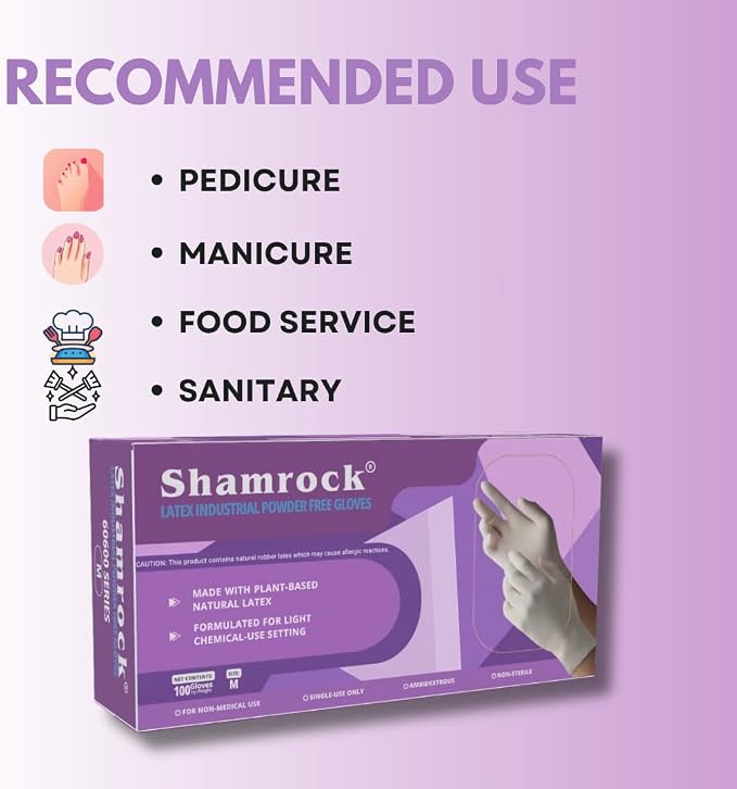 Shamrock - Latex industrial Powder free gloves - (Size-Small) - 100pcs/box