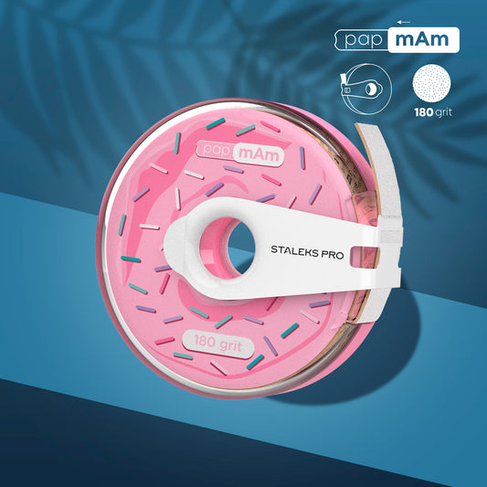 Staleks Pro-Disposable White Abrasive Tape PapmAm EXPERT In A Plastic Case (180grit)