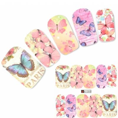 Butterfly Mixed Designs Full Water Transfer Stickers Nail Art Decal Sticker Nail Accessories(A-1300)