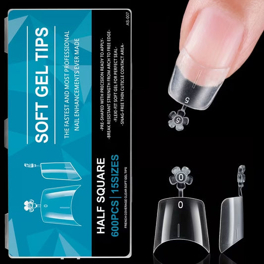 Soft Gel Tips (Half Square)(600pcs)