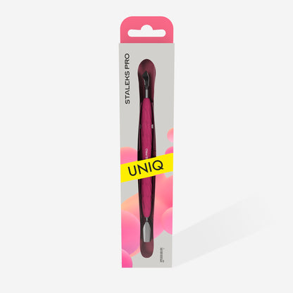 Staleks-Manicure Pusher Gummy With Silicone Handle UNIQ 10 TYPE 4.2 (Rounded Narrow Pusher And Bent Blade)