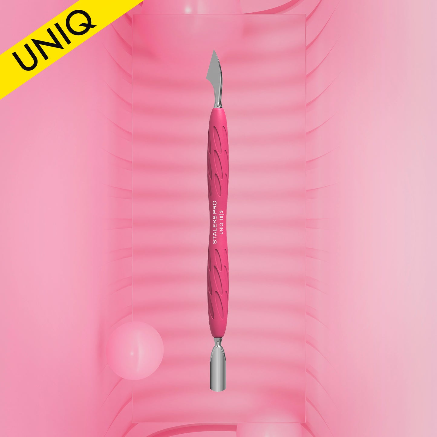 Staleks Pro-Manicure Pusher Gummy With Silicone Handle UNIQ 10 TYPE 3 (Rounded Narrow Pusher And Cleaner)