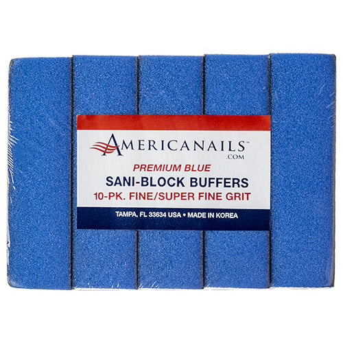 Americanails Premium Sani Block Buffers | Blue 320 Grit 10ct