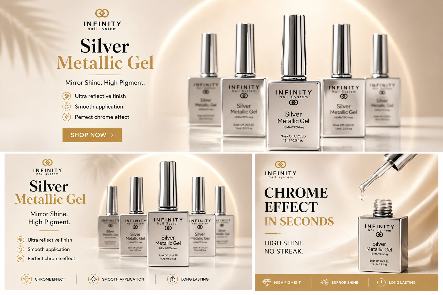 Infinity- Silver Metallic Gel (HEMA & TPO free)