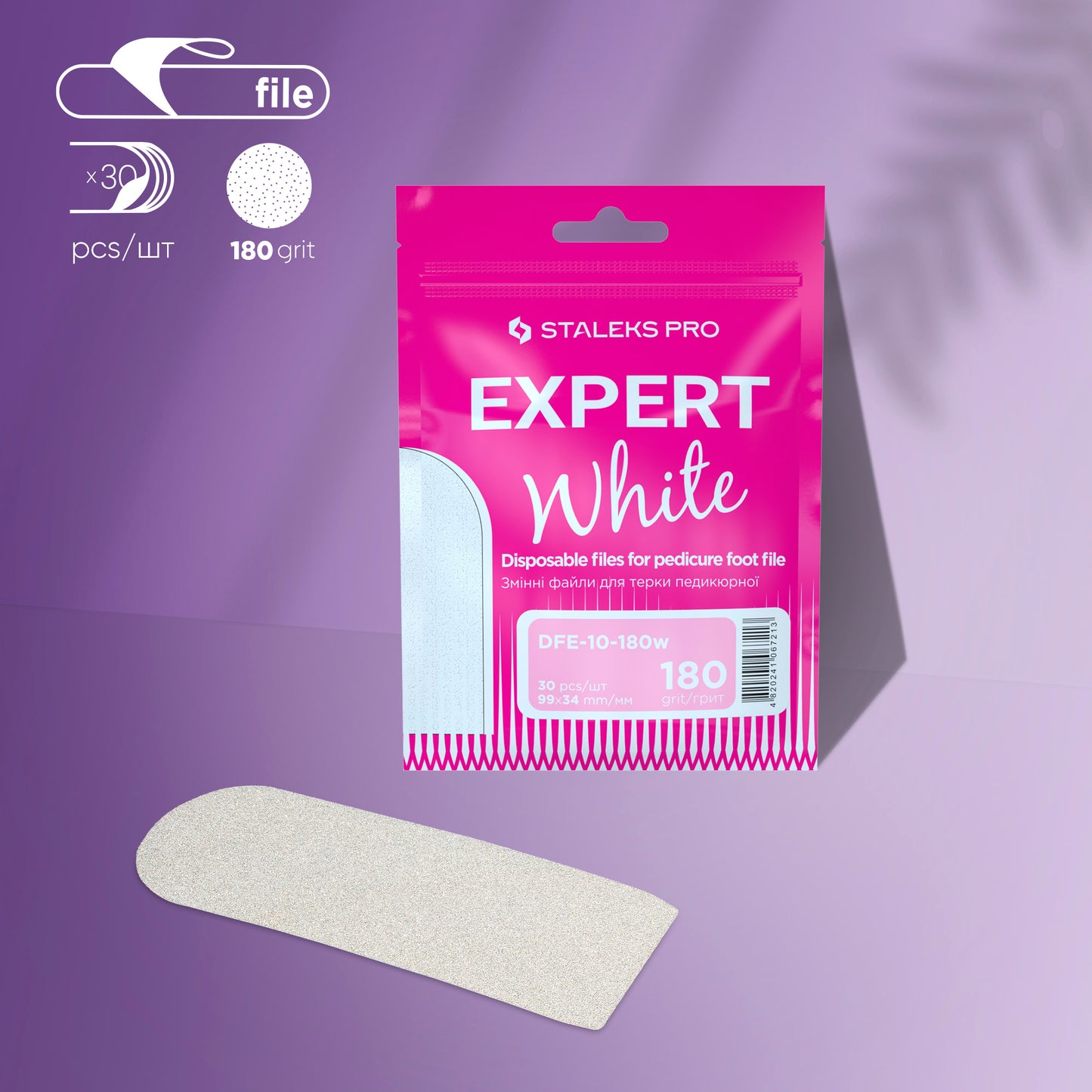 Staleks Pro-Disposable white files for pedicure grater EXPERT 10 180 grit (30 pcs)