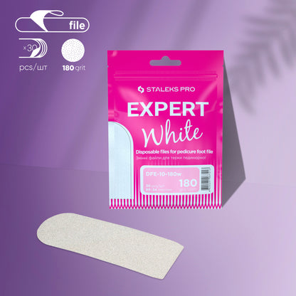 Staleks Pro-Disposable white files for pedicure grater EXPERT 10 180 grit (30 pcs)
