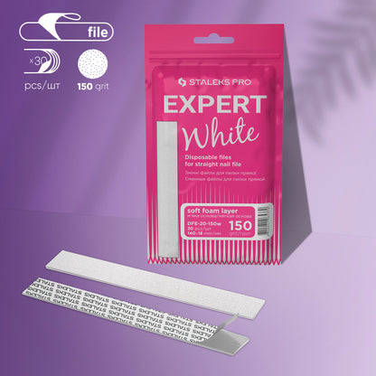 Staleks Pro-White disposable files for straight nail file (soft base) Staleks Pro Expert 20, 150 grit (30 pcs)