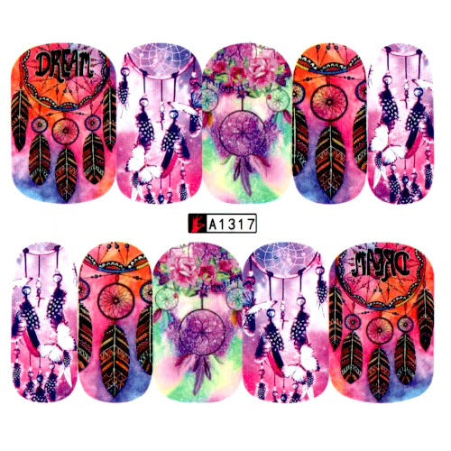 Nail Art Decals Water Transfer Nail Decals - Dream Catchers (1 Pcs)(A-1317)
