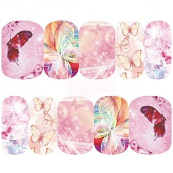 Butterfly Design Printing Nail Sticker Water Transfer DIY Decals Nail art Stickers for nails accessories tips(A-1301)