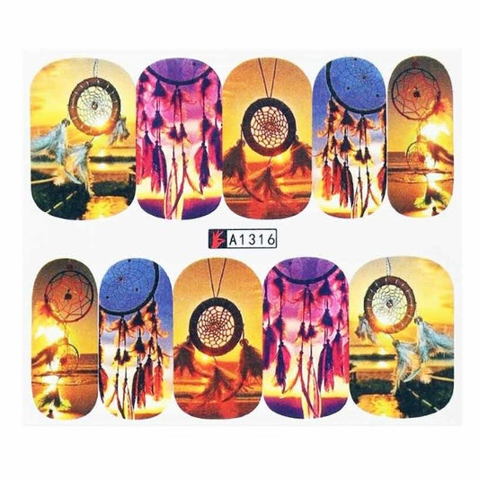 Nail Art Decals Water Transfer Nail Decals - Dream Catchers (1 Pcs)(A-1316)