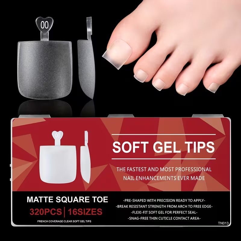 Soft Gel Tips (Matte Square Toe) (320pcs)