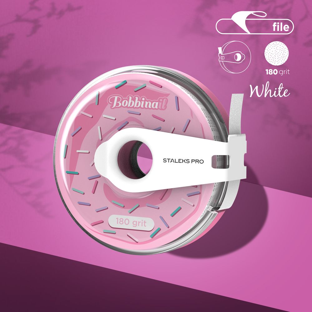 Staleks Pro-Disposable white abrasive tape EXPERT 180 grit in a plastic case