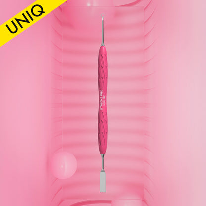Staleks Pro-Manicure pusher Gummy with silicone handle UNIQ 11 TYPE 1 (straight flat and loop pusher)